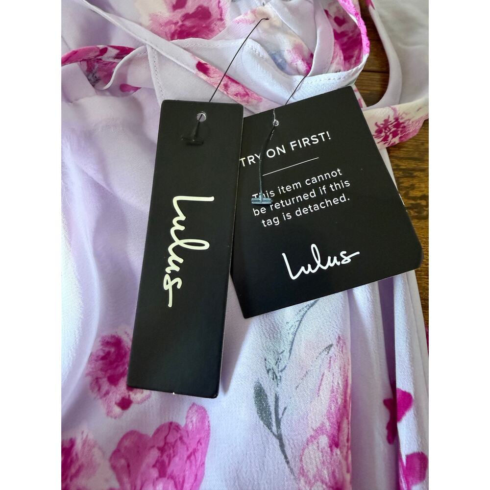 Lulus Meteoric Rise Lavender Floral Print Maxi Dress Small NWT - Picture 9 of 11